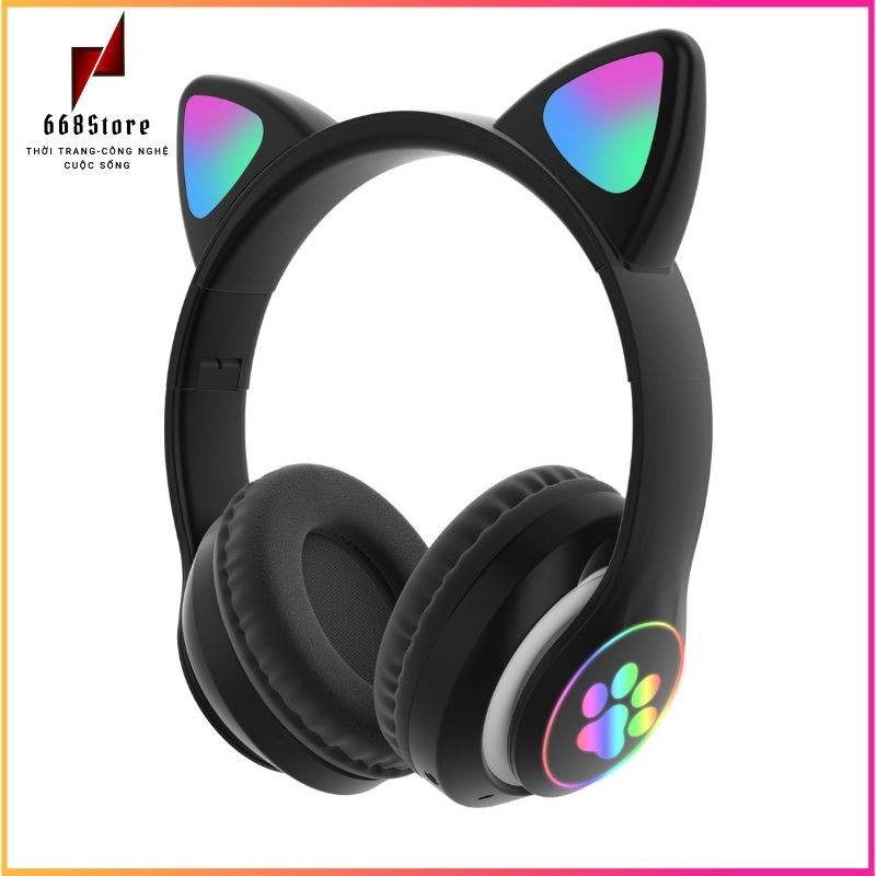 Tai nghe chụp tai bluetooth Cat Ear, có led RGB,âm thanh vòm giá rẻ