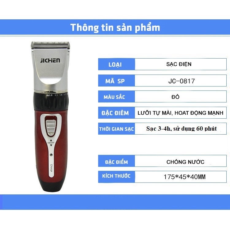 Tông đơ cắt tóc Jichen JC-0817 -Tăng đơ cắt tóc gia đình