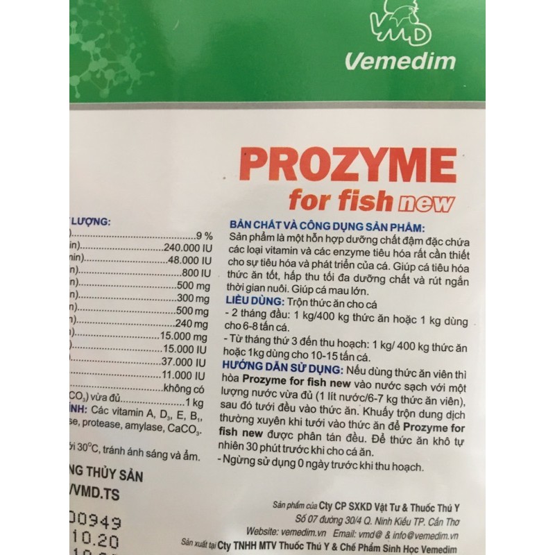 prozyme for fish, men tiêu hoá cho cá, 100g/ gói ( mua giá sỉ giá 14000)