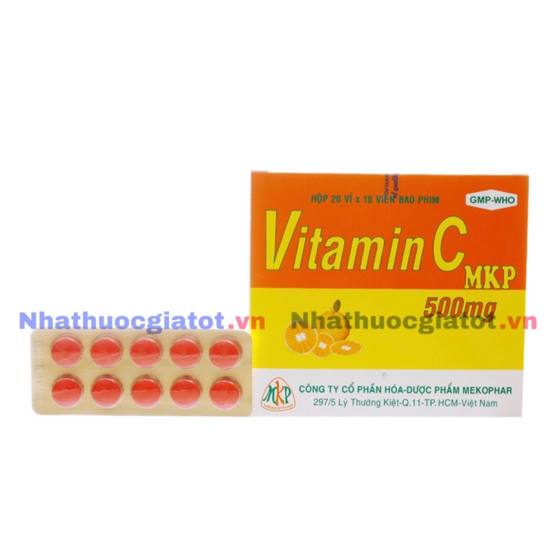 [Vỉ 10 viên] Viên uống VITAMIN C 500mg - Hãng MKP - Tăng sức đề kháng cơ thể