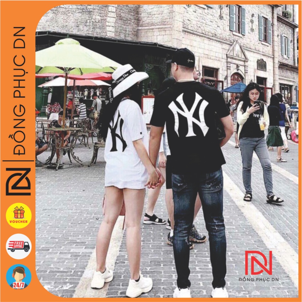 Áo đôi nam nữ NY, màu đen, màu trắng, áo đủ size dễ phối đồ
