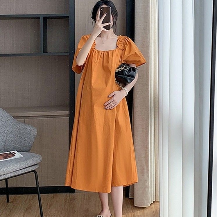 Đầm Tay Ngắn Cổ Vuông Thiết Kế Mới Xinh Xắn Thời Trang Dành Cho Nữ