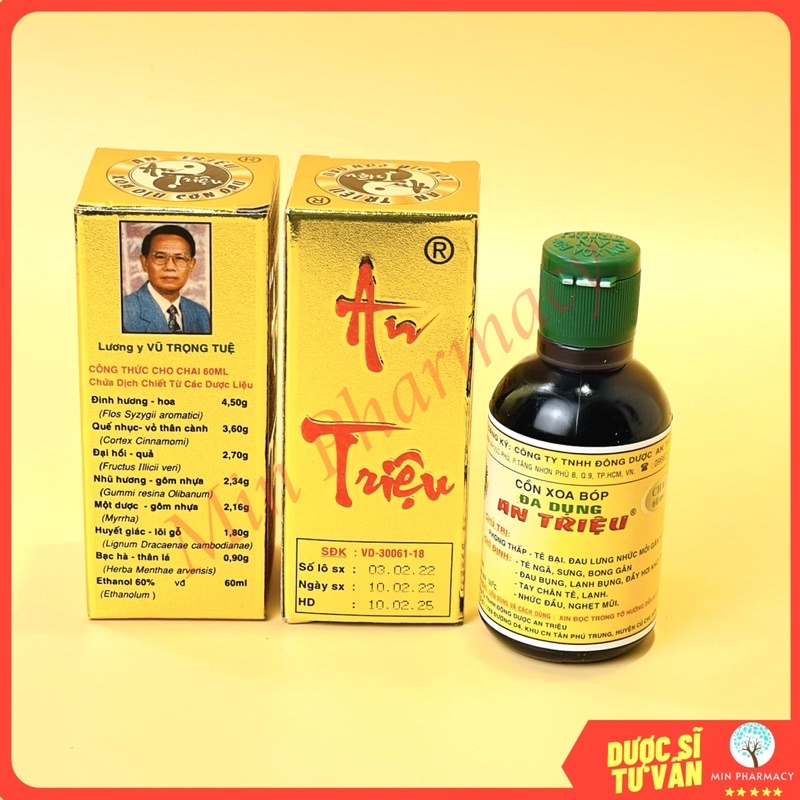 Cồn Xoa Bóp AN TRIỆU Giảm Đau Bụng, Lạnh Bụng, Té ngã, Bong gân - Minpharmacy
