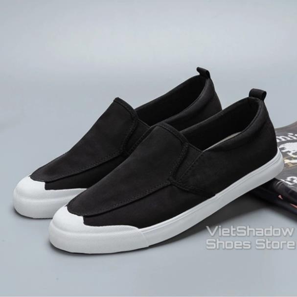 Slip on nam LEYO - Giày lười vải nam - Vải polyester 3 màu đen full, đen đế trắng và xám - Mã SP A1109 LKJ