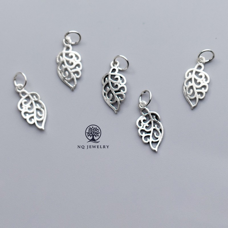 Charm bạc chiếc lá mặt treo 2 - NQ Jewelry