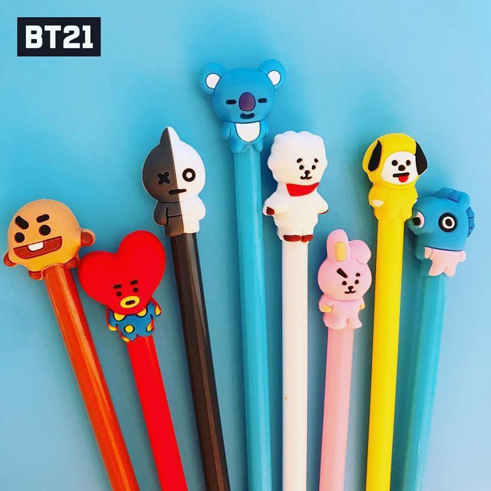 Combo 8 Bút BT21 - BTS dễ thương (8 mẫu khác nhau- mực đen)