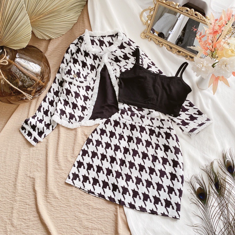 SET BỐ 3 MÓN HỌA TIẾT ZICZAC BẢN TO TO