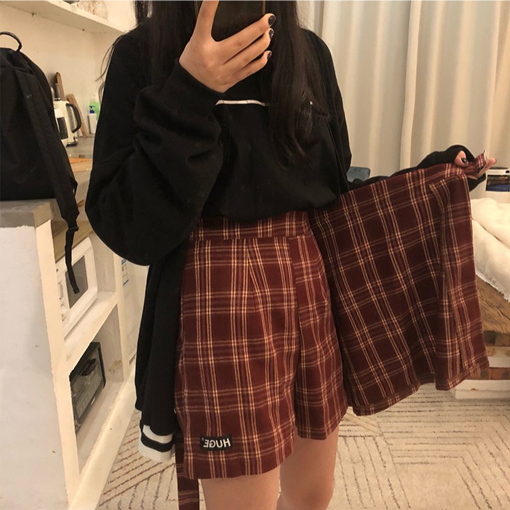 Chân Váy Sọc Ca Rô Lưng Cao Thời Trang Hàn Quốc Cá Tính | BigBuy360 - bigbuy360.vn