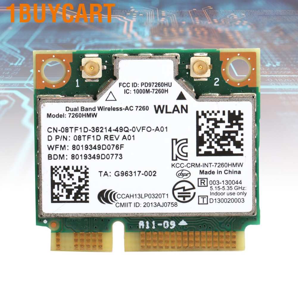 Thẻ wifi Pci-E mini không dây cho Intel 7260ac / Dell 7260hmw