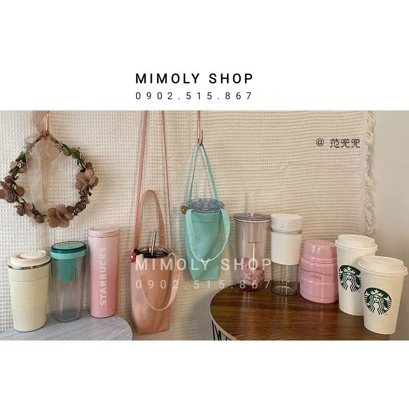 Túi Xách Vải Đựng Ly Trơn Đeo Chéo Nhiều Màu Vải Canvas