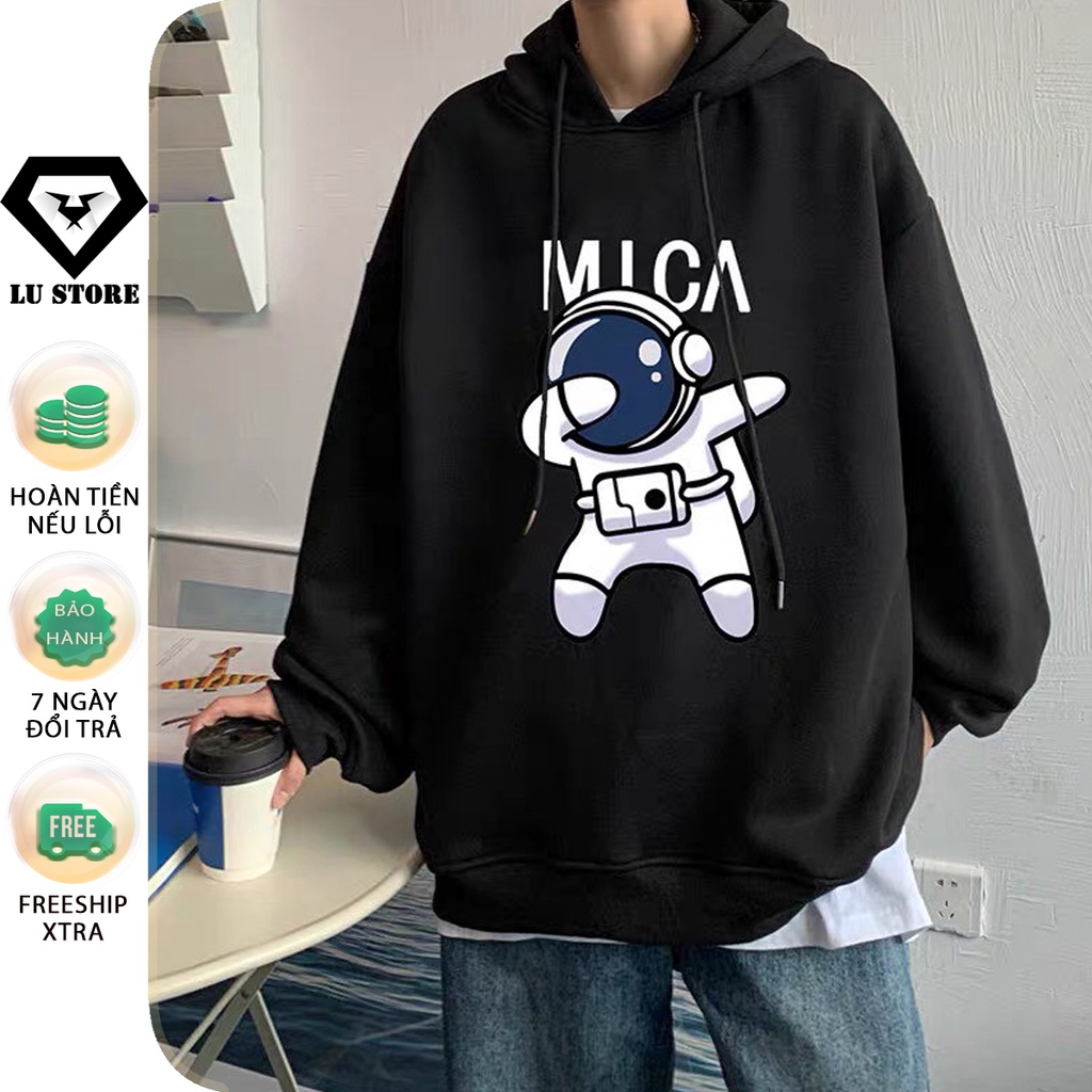 Áo nỉ có mũ hoodie MICA Unisex in hình phi hành gia LU STORE