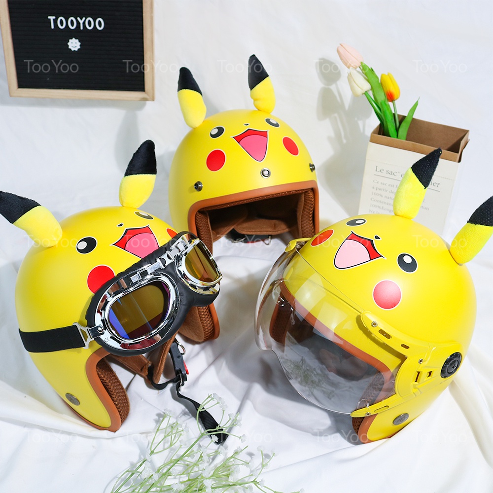 Mũ bảo hiểm 3/4 PIKACHU có tai dễ thương cute TY0251