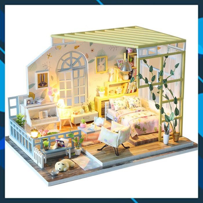 Mô hình nhà búp bê gỗ DIY Nhà búp bê lắp ghép Ánh Bình Minh S001 Toy World