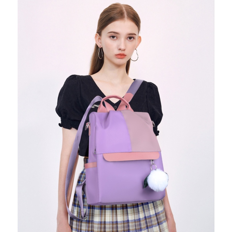 Balo Thời Trang Bằng Nylon Chống Nước Chống Trộm Phong Cách Hàn Quốc Cho Nữ