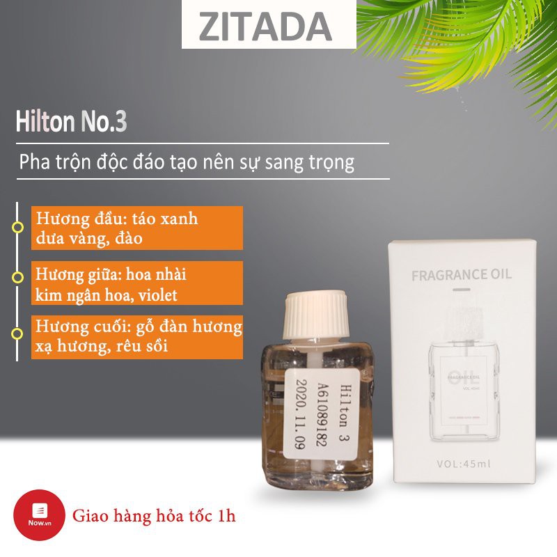 Tinh dầu tạo hương thơm tự nhiên, khử mùi Zitada cho phòng ngủ, phòng khách, phòng vệ sinh, thang máy, hành lang