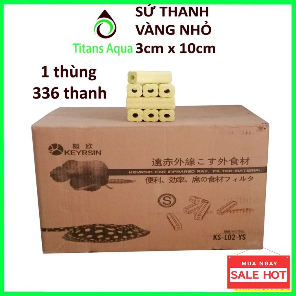 1 THÙNG 336 THANH SỨ THANH VÀNG NHỎ- SỨ LỌC HỒ CÁ