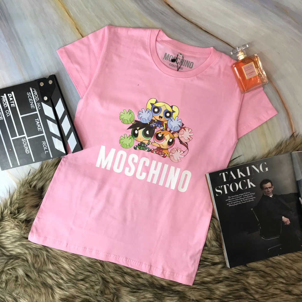 GUCCI Moschino Áo Thun Tay Ngắn Cổ Tròn In Hình Logo Thời Trang