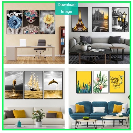 TRANH BỘ 3 TREO TƯỜNG CỠ ĐẠI - GIÁ RẺ KÈM KHUNG - TRANH TROPICAL- MELYHOME- TB30910FGC1