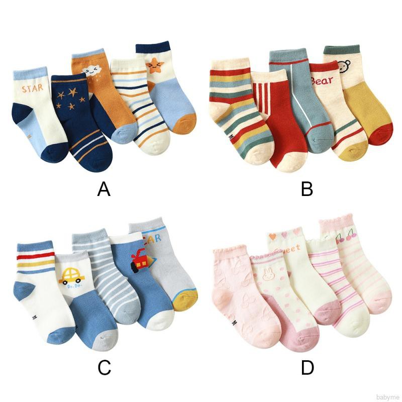 Bộ 5 Đôi Vớ Cotton Mềm Thoải Mái Cho Trẻ Em