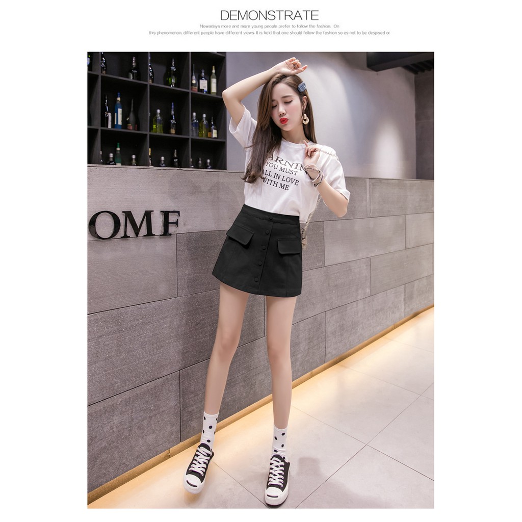Quần Váy Nữ Phối Cúc Bọc Siêu Đẹp