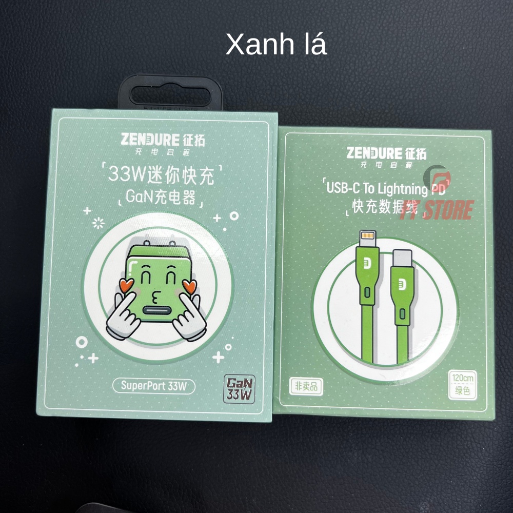 Bộ sạc nhanh Zendure SuperPort 33w và cáp sạc nhanh dài 1m2 C to L, cổng type C  ZDSPPD33 BH12TH