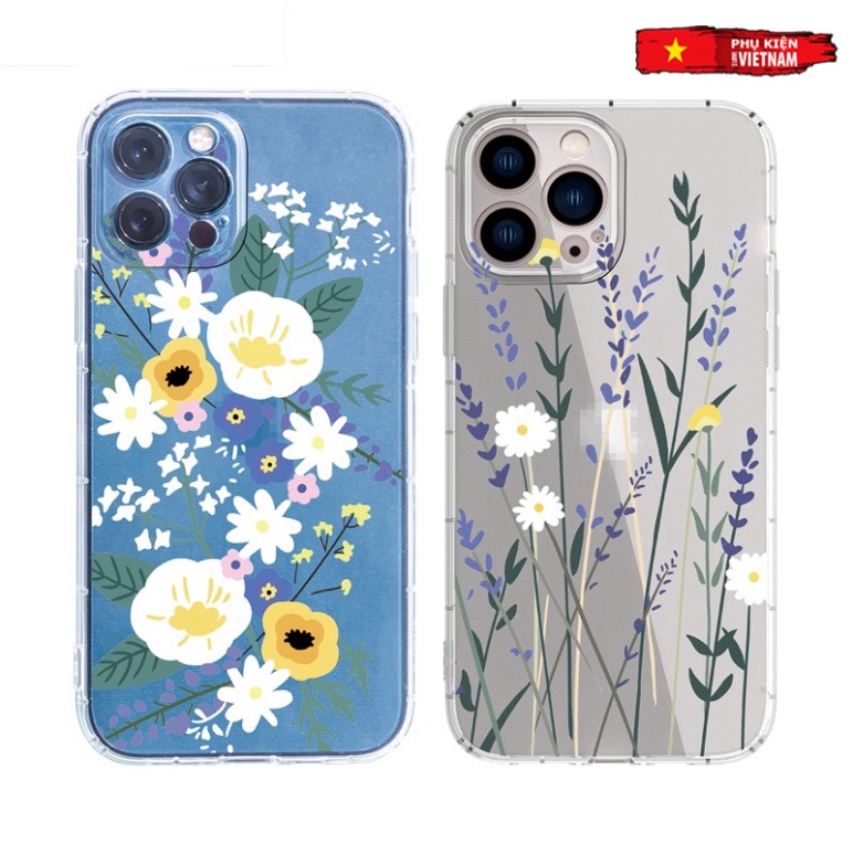 Ốp lưng iphone 6, 6s plus, 7 8 Plus, X, XS, XR, XSMAX, 11, 12, 13 PROMAX TRONG SUỐT HOA NGHỆ THUẬT PKVN