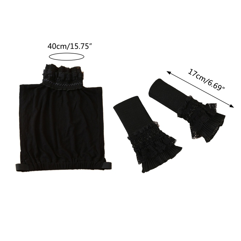 Cổ Áo Sơ Mi Giả Gân Với Vòng Tay Giả Xếp Tầng Phối Bèo Nhún Thanh Lịch Có Thể Tháo Rời Cho Nữ