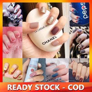 Set 24 Móng Tay Giả Ngắn Hình Vuông Lấp Lánh Để Làm Đẹp