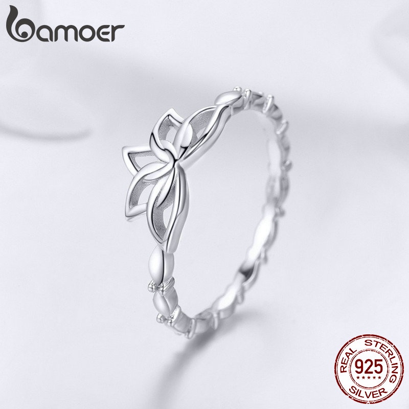 Trang sức BAMOER bạc 925 phong cách hoa sen tùy chọn cho nữ ZHS067