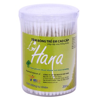 Tăm bông Hana trẻ em lõi giấy hộp 200 cây