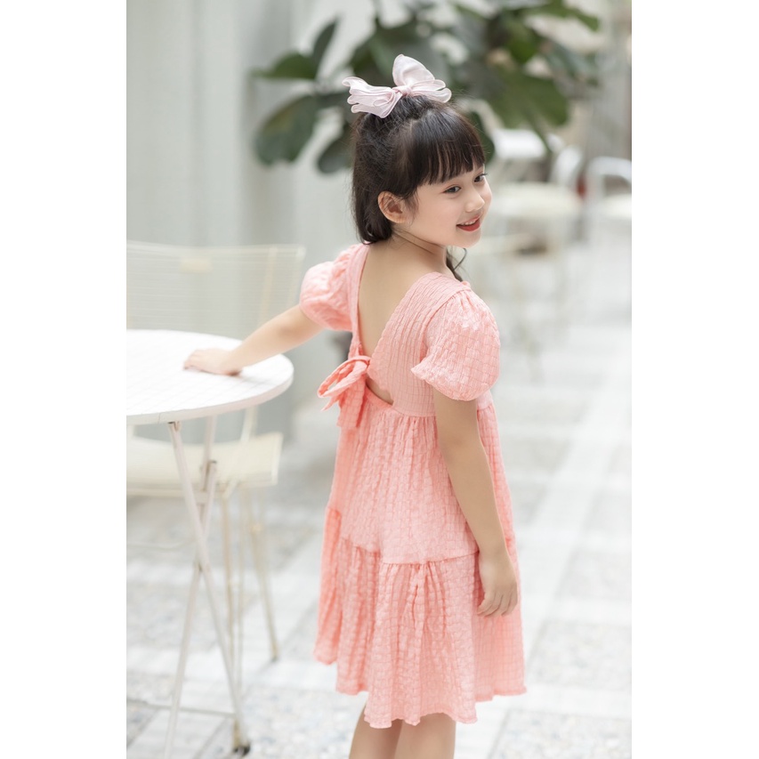 Đầm hồng xốp nhăn cho bé gái Babystore88 - Váy trẻ em công chúa hàng thiết kế 1 2 3 4 5 6 7 8 9 10 11 12 tuổi V20