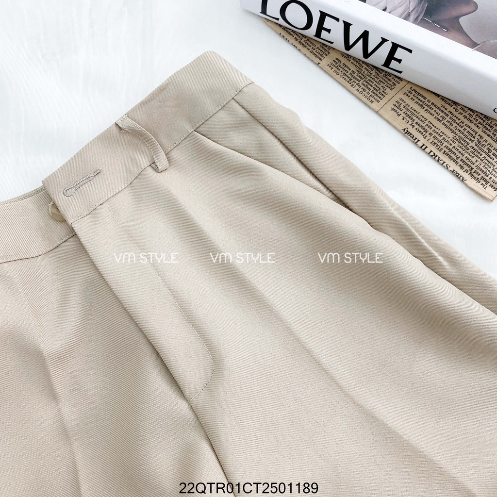 Quần tây ống rộng VM STYLE trơn lưng cao phối nắp túi sau thời trang nữ ulzzang Hàn Quốc 22QTR01CT2501