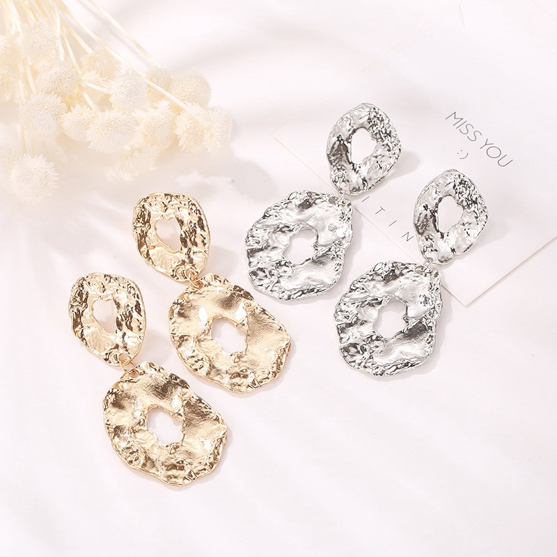 Bông tai kim loại kiểu dáng hình học thiết kế độc đáo