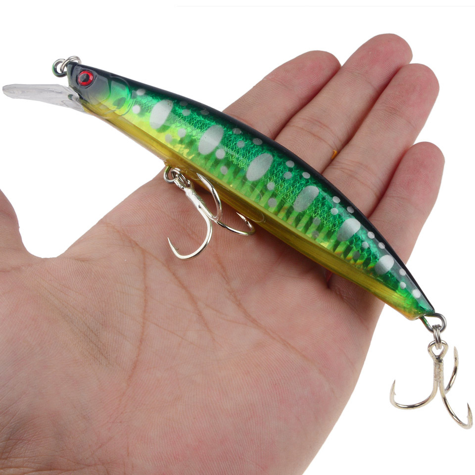 Mồi Câu Cá Giả Bằng Nhựa ABS Cứng Mắt 3D Kích Thước 13cm / 23g Kèm 2 Vòng Nhẫn# Mồi Câu Cá Giả Có Móc Chuyên Dùng