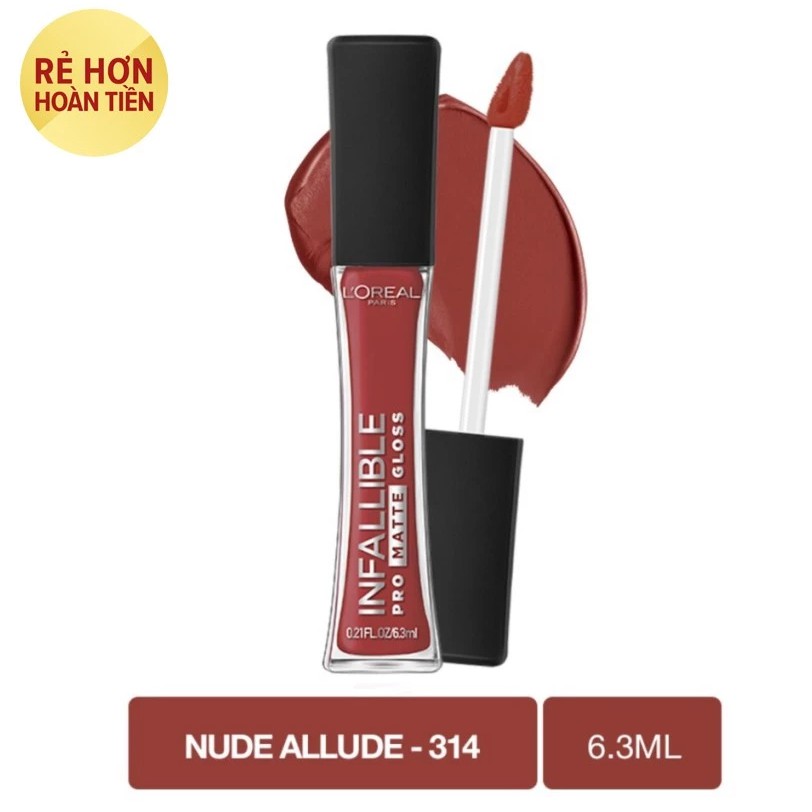 Son Kem Lì L'Oreal 6.3ml xuất xứ USA Infallible Lip Pro Matte Gloss