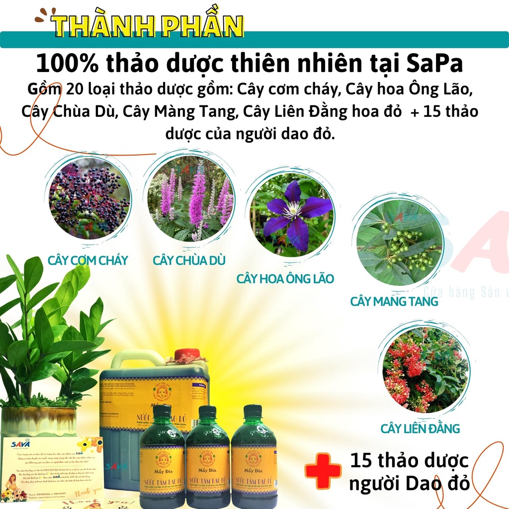 Nước tắm Dao Đỏ Sapa  cô đặc thảo dược quý phục hồi tăng cường sức khỏe hiệu quả 100%