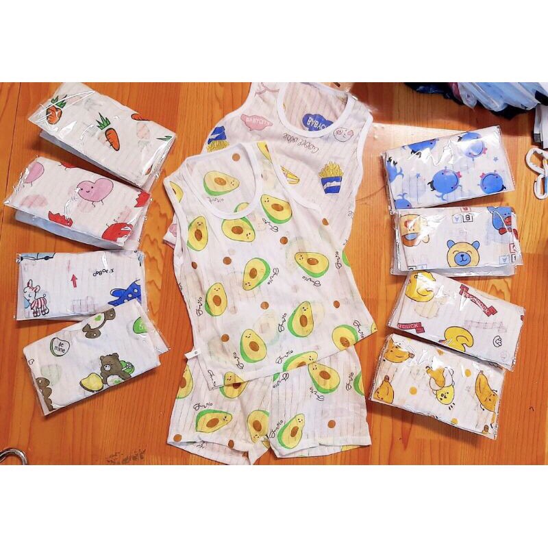 Bộ ba lỗ cotton giấy cho bé trai và gái size đại 15-24kg