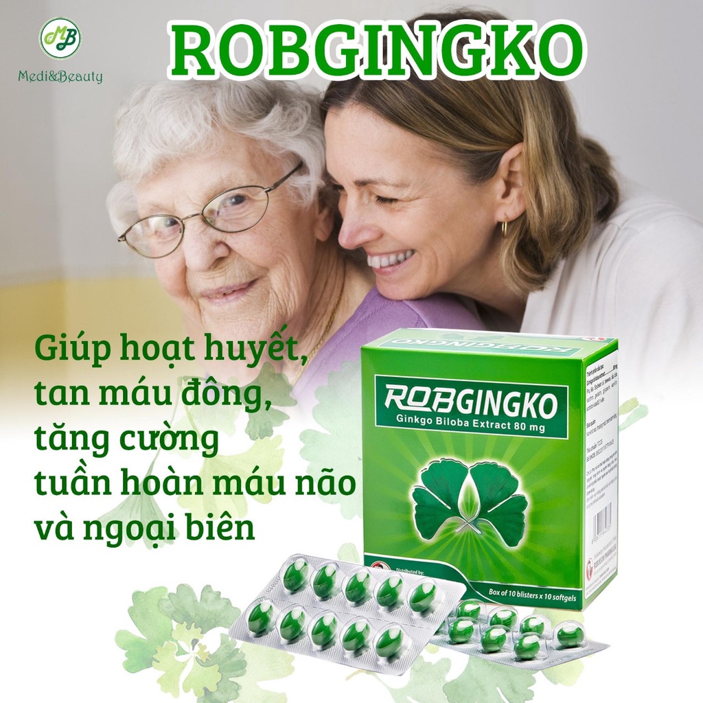 Viên uống hoạt huyết dưỡng não, bổ não, thiếu máu não ROBGINGKO hộp 100 viên