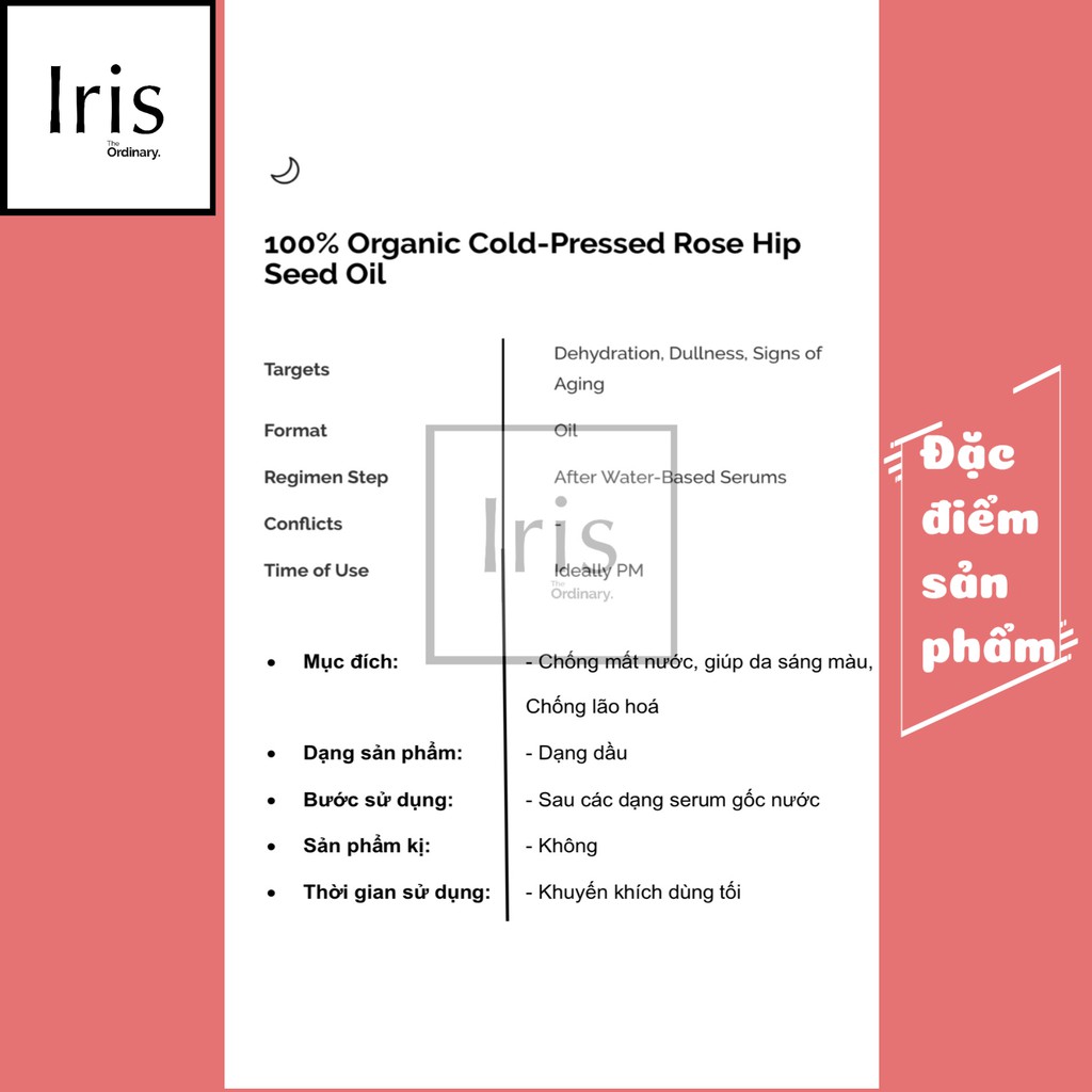 (BILL CANADA)Dầu dưỡng hạt tầm xuân - 100% Organic Cold-Pressed Rose Hip Seed Oil – dùng cho mọi loại da – The Ordinary.