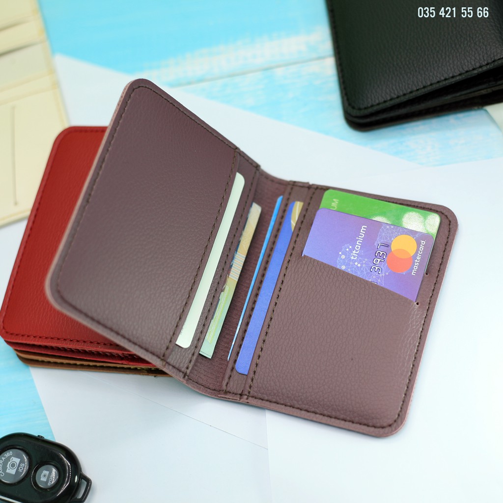 [SEN2] Ví da mini, da PU cao cấp, Đựng thẻ ngân hàng, card visit, tiền.. nhỏ gọn thời trang, Unisex