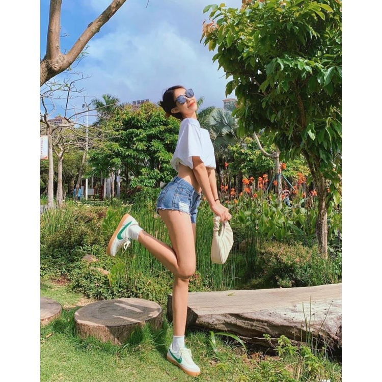 Quần Short Denim Lưng Thấp Phong Cách Retro Âu Mỹ Cho Nữ