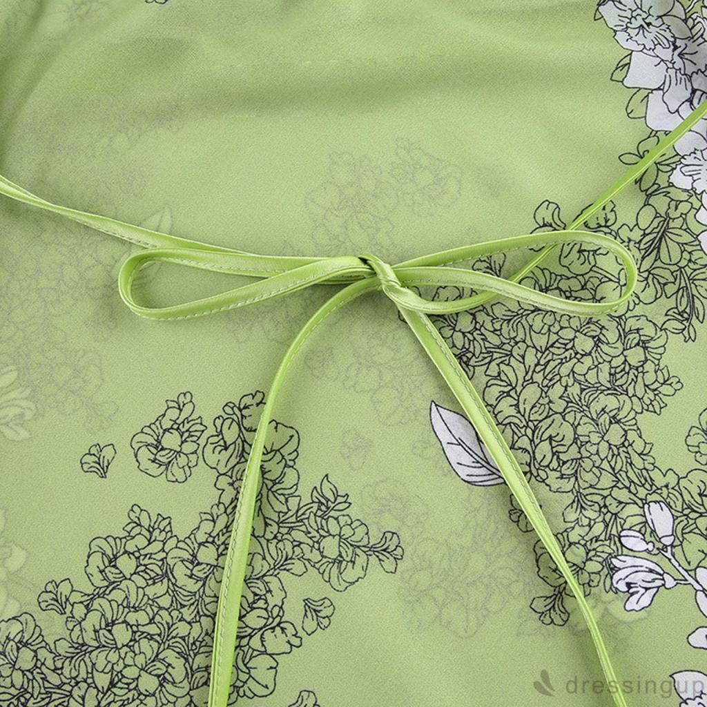 Đầm không tay cổ chữ V eo cao in họa tiết hoa thời trang cho nữ