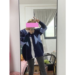 Áo khác len Cardigan kẻ caro xanh đen trẻ trung Puwn Shop  - Ảnh thật nằm cuối