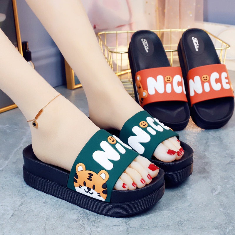 Dép MS quai ngang đế dày chống trượt in chữ thời trang nữ đi biển tth007
