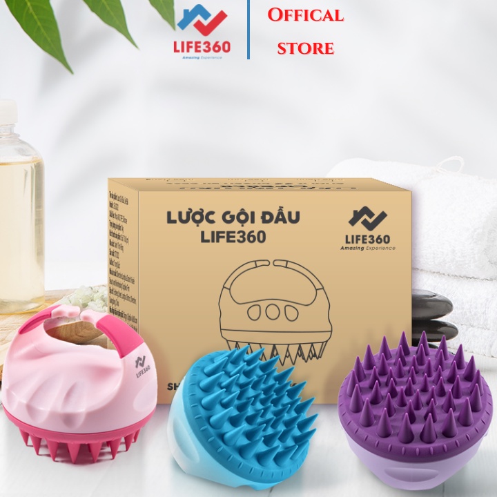Lược gội đầu silicone Life360 LE-LGD22 - Massage da đầu, giảm ngứa, giảm gàu tăng cường tuần hoàn máu giảm gãy rụng tóc