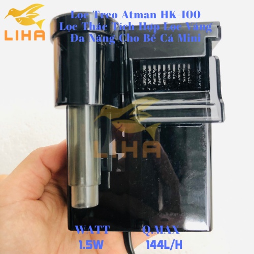 Lọc Treo Atman HK-100 (1.5W-144L/H) - Lọc Thác Tích Hợp Lọc Váng Cho Bể Cá Mini