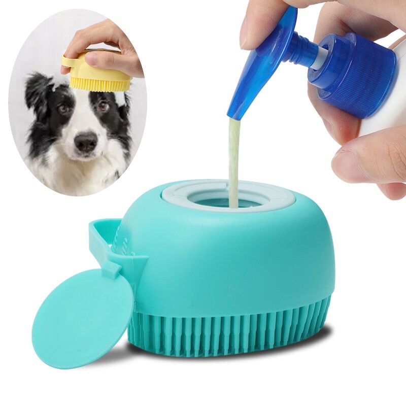 Bàn chải tắm masager cho thú cưng bằng silicon mềm có ngăn chứa sữa tắ