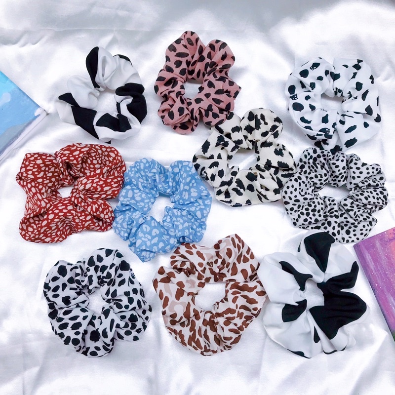 scrunchie cột tóc bò sữa,hoạ tiết beo nhiều kiểu xinh xắn đáng yêu cho nữ-Scrunchie HOT HIT