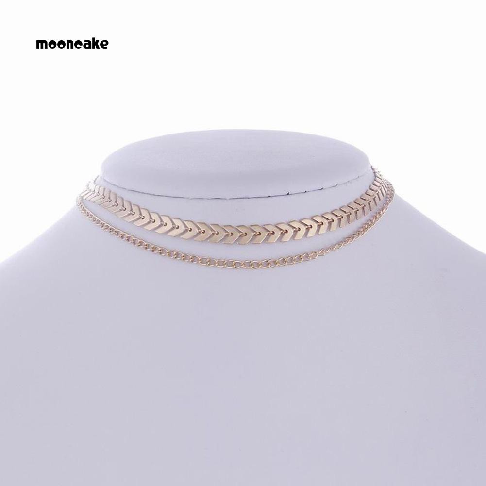 Vòng cổ choker 2 dây mặt xương cá sang trọng