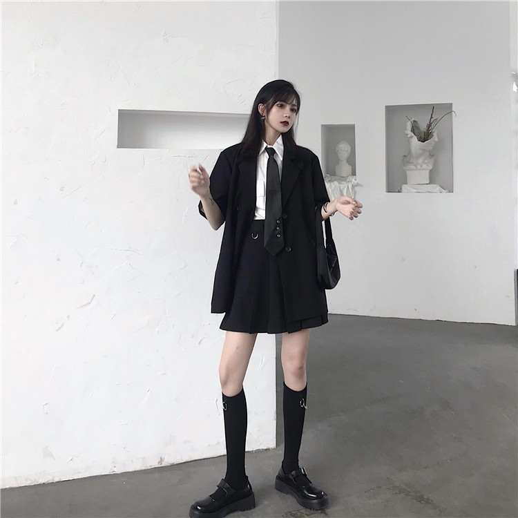 Áo Khoác Blazer Ngắn Tay Phối Hai Hàng Nút Thời Trang | BigBuy360 - bigbuy360.vn